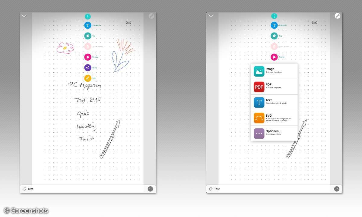 Mit den Moleskine-Apps kann der Anwender seine Skizzen und Notizen weiterbearbeiten. 