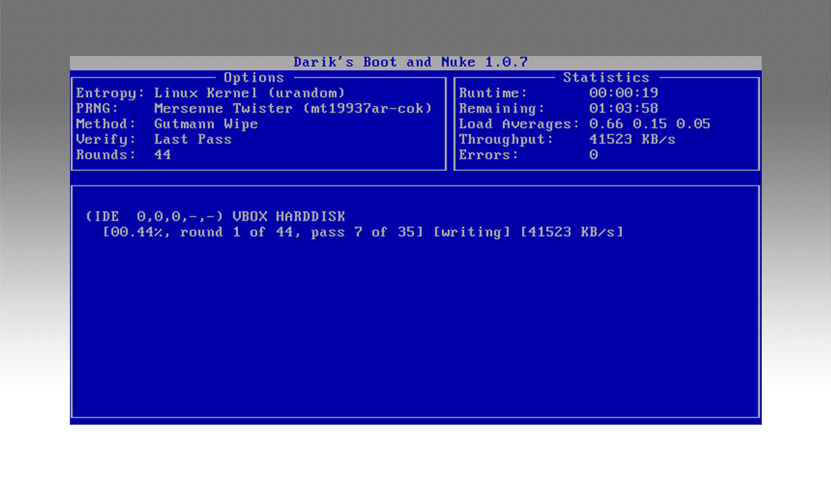DBAN Screenshot