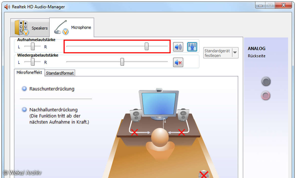 Screenshot: Audiolautstärke