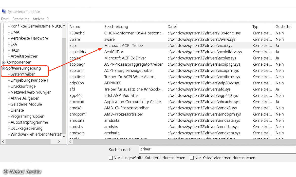 Screenshot: Systeminformationen