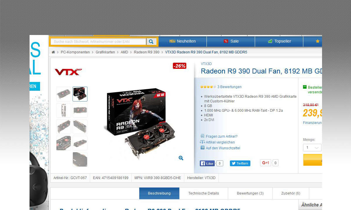 Radeon R9 390 bei Caseking
