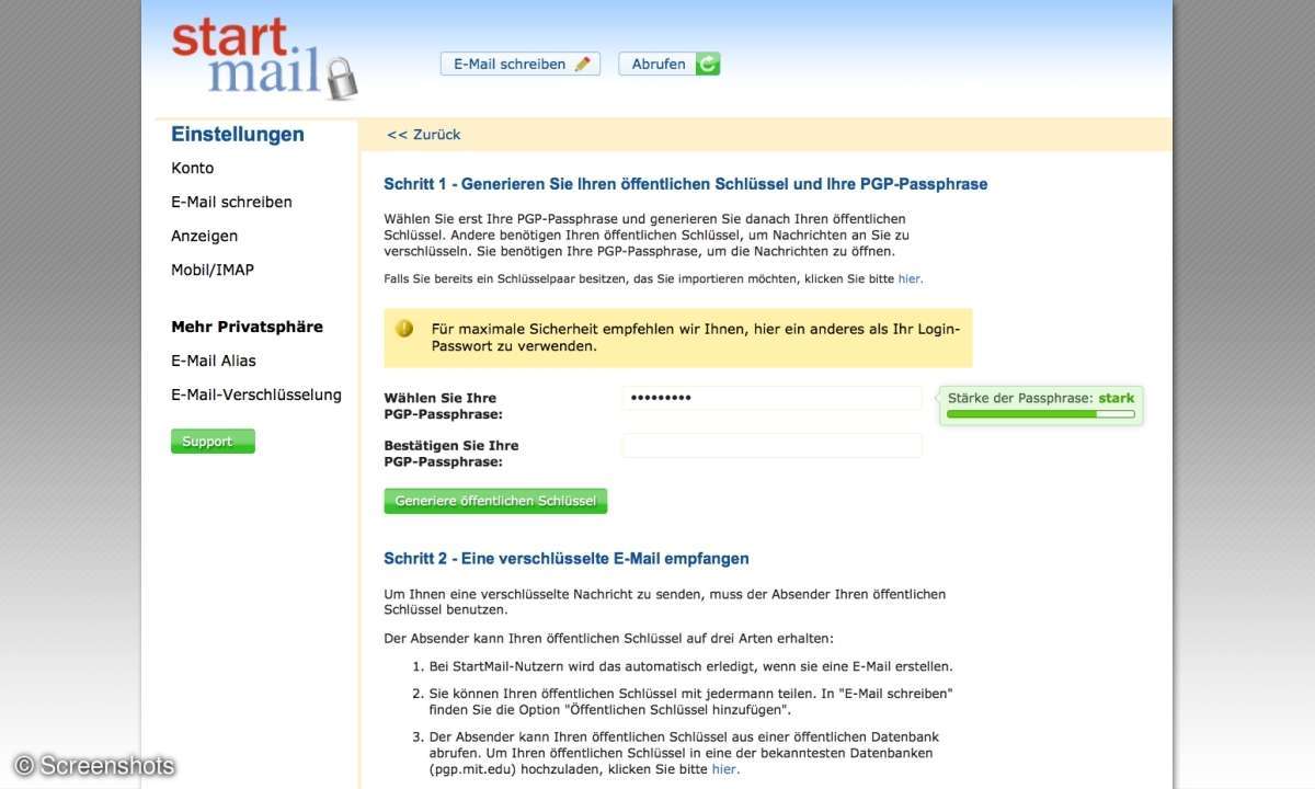 Start Mail verschlüsselt sicher mit PGP.