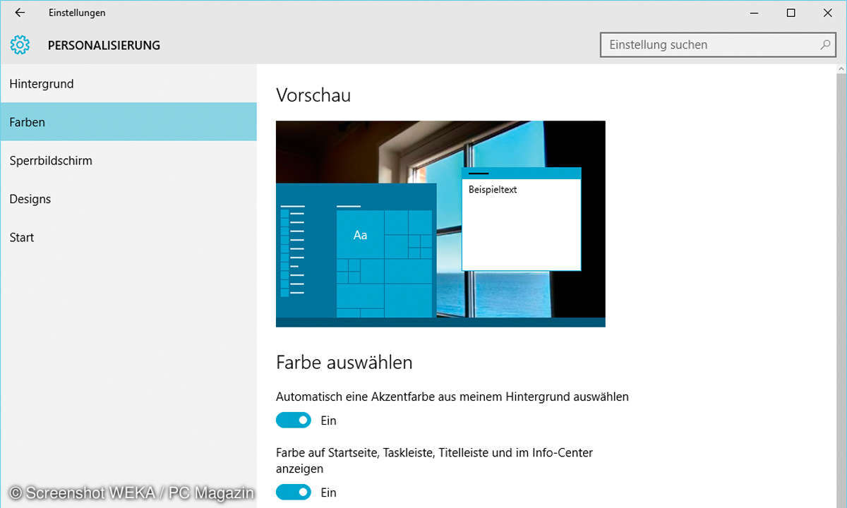 Windows 10 Desktop Farbeinstellungen