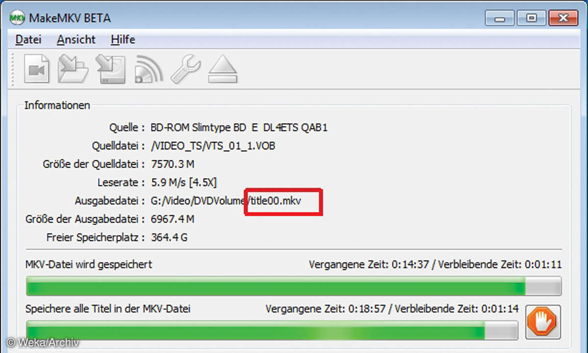 Screenshot MakeMKV