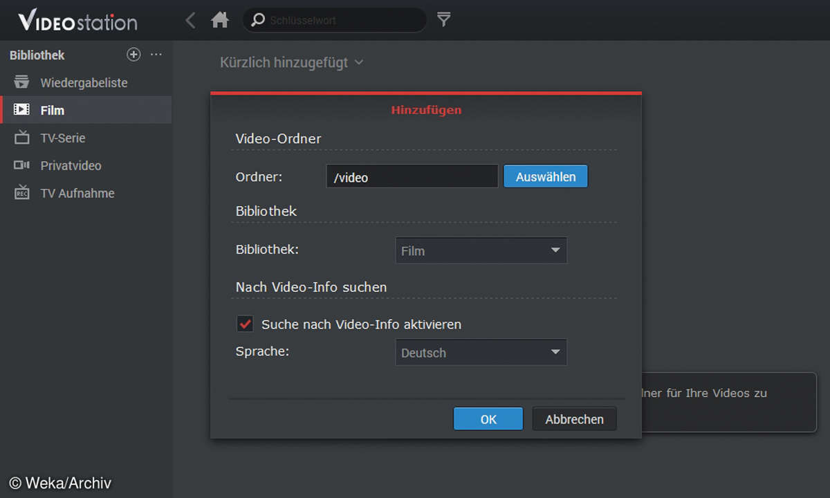 Screenshot Videostation Bibliothek