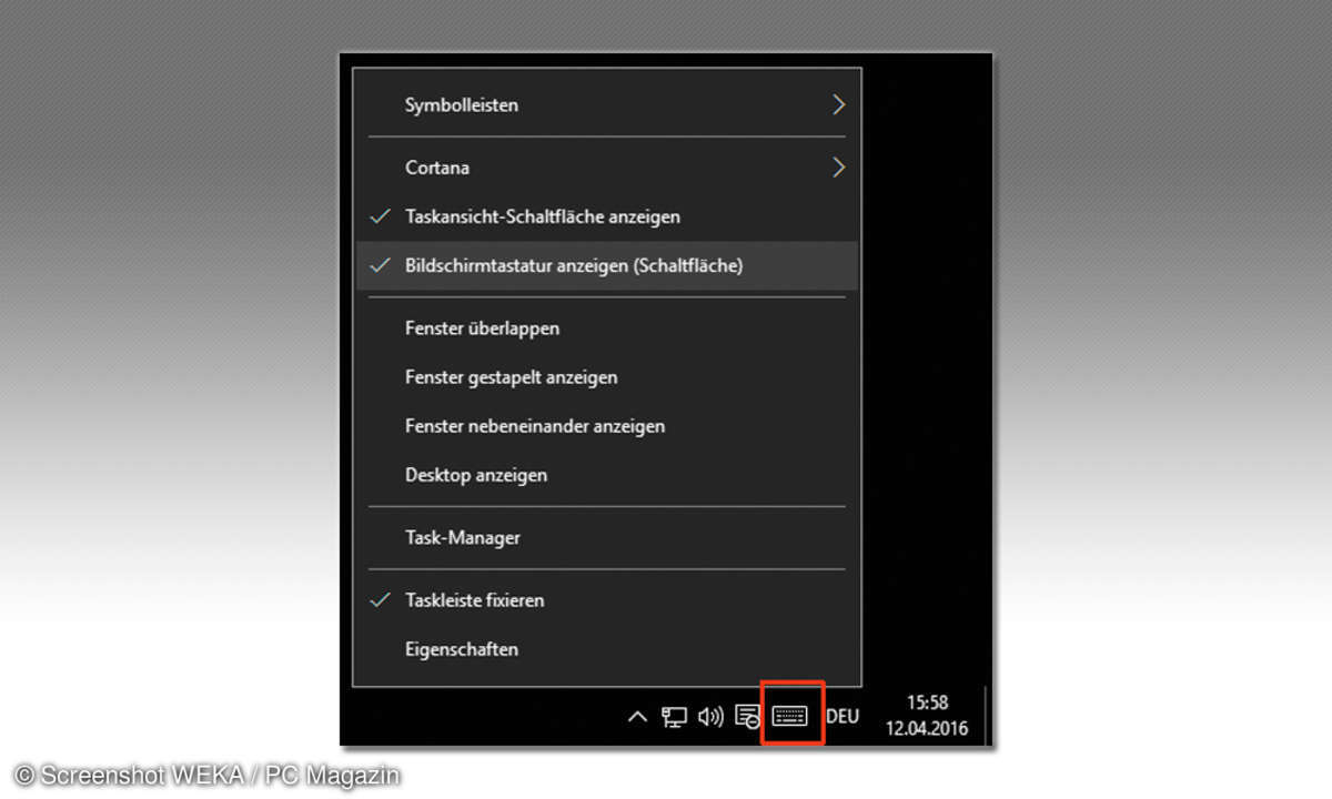 Windows 10 Tastaturleiste