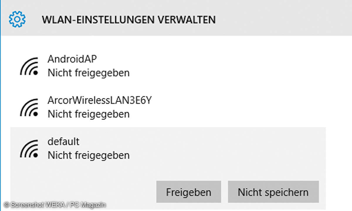 WLAN Schlüssel freigeben