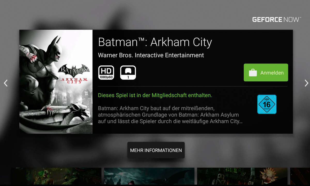 Batman Arkham City bei Geforce Now