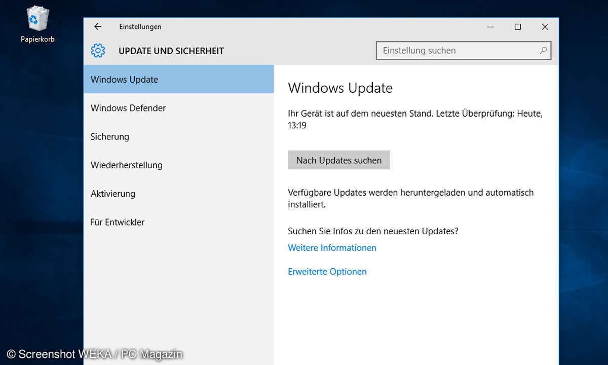 Windows 10 Update und Sicherheit
