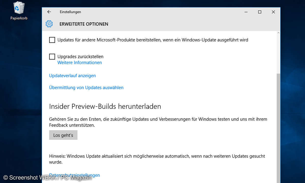 Windows 10 erweiterte Optionen