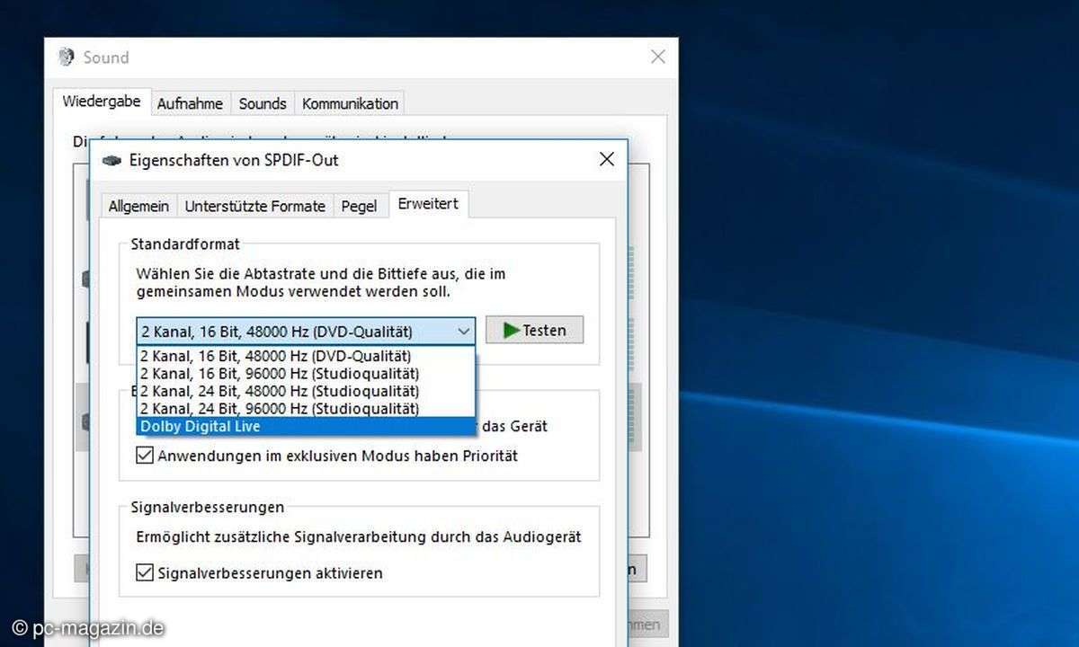 Soundblaster Omni Surround 5.1: Dolby Digital Live in Windows einstellen