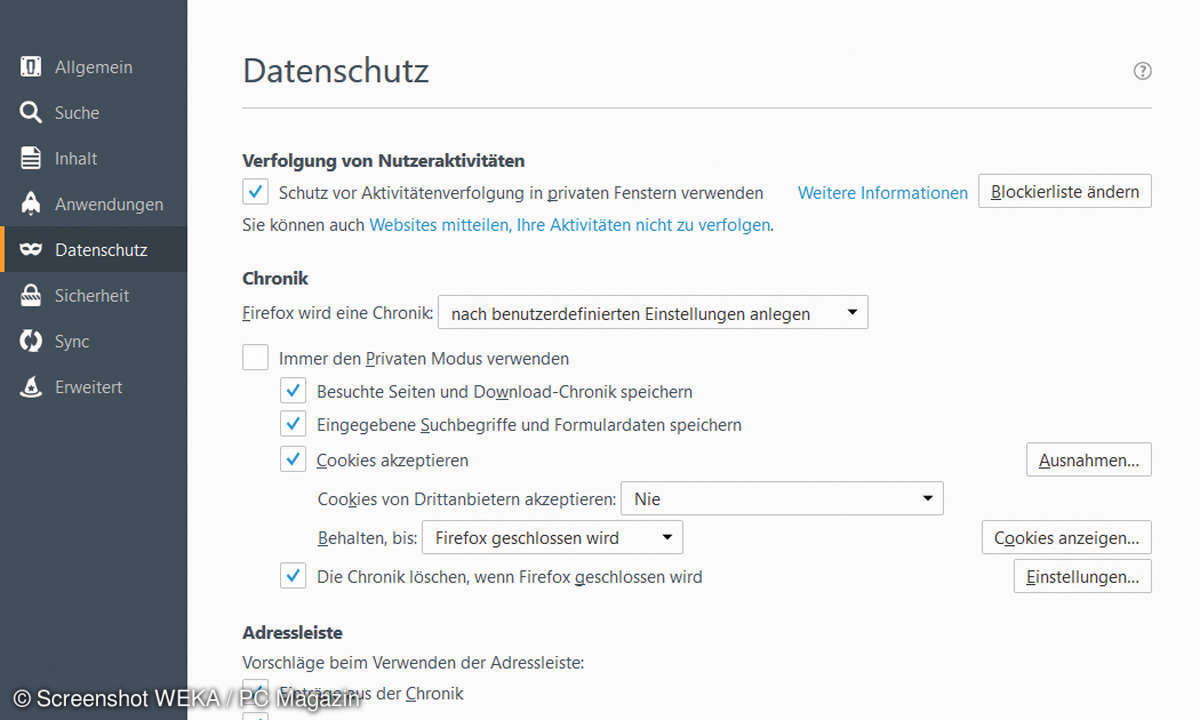 Firefox Blockierlisten
