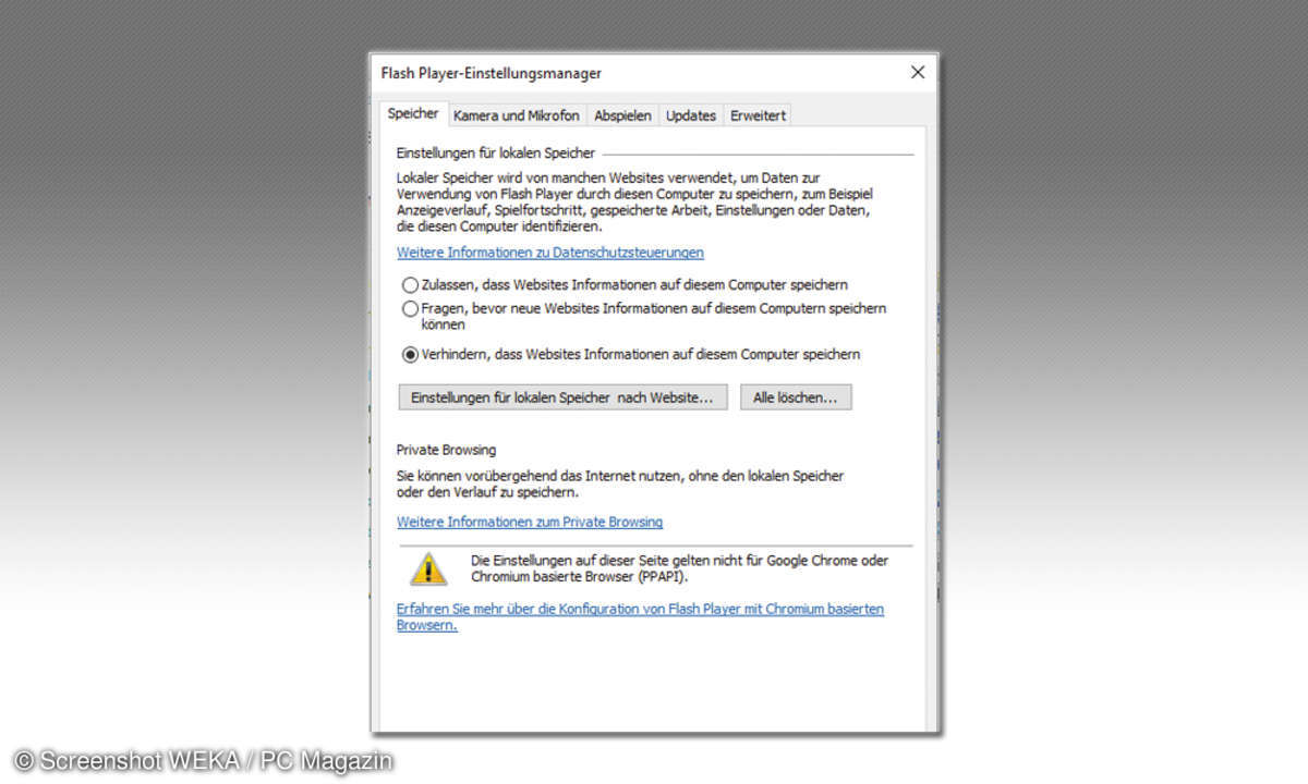 Flash-Player Einstellungen Cookies