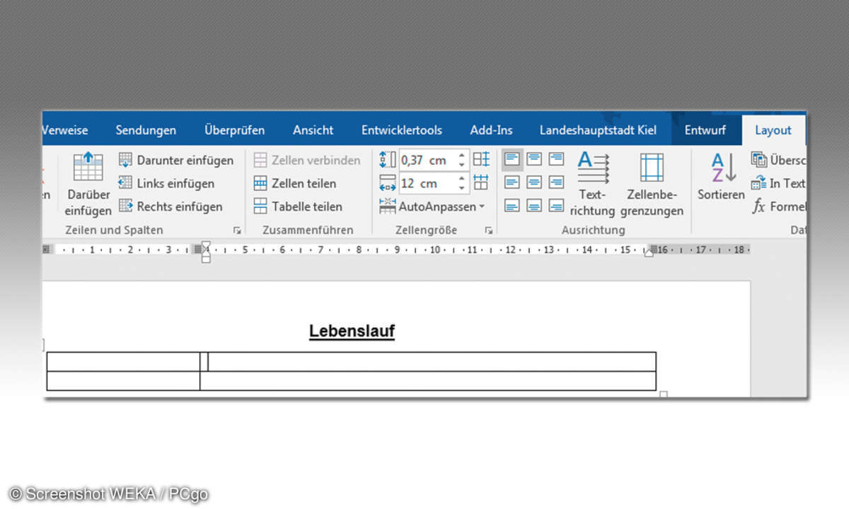 Word Tabelle