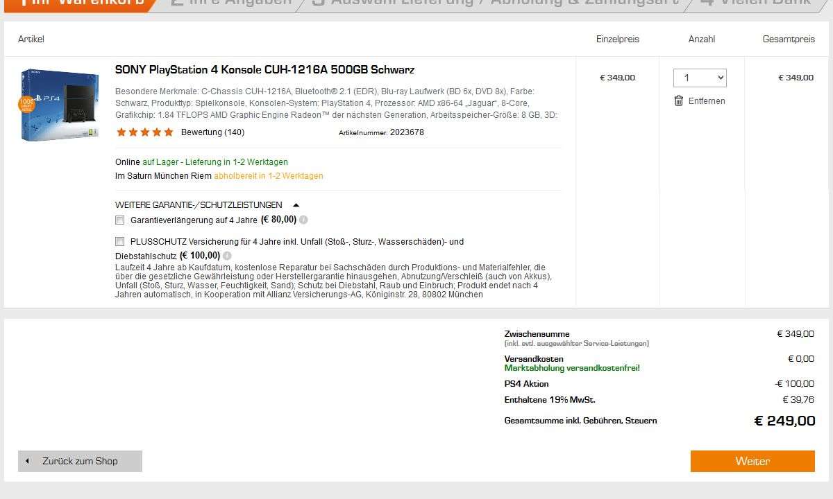 PS4 kaufen: Saturn-Angebot