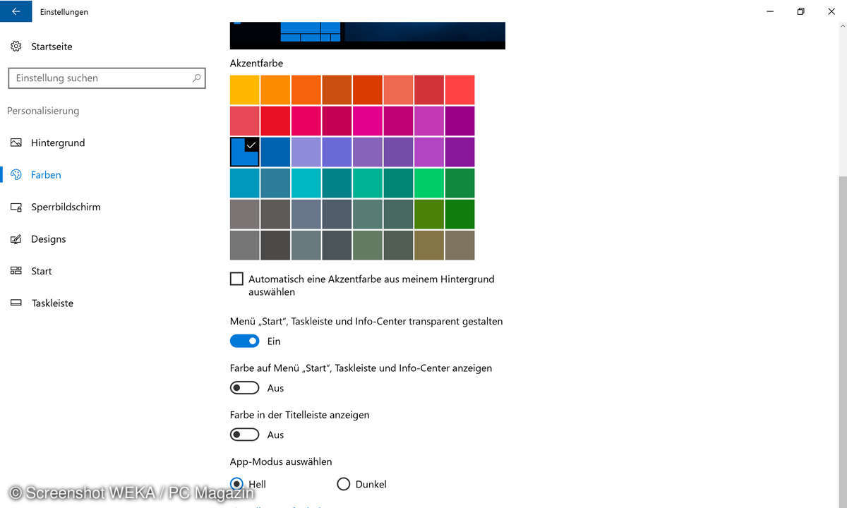 Windows 10 Farbeinstellungen