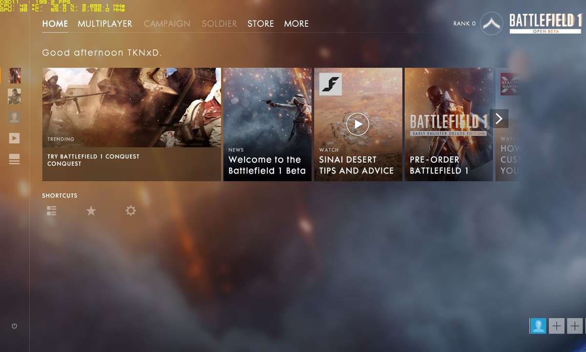 Battlefield 1 Hauptmenü