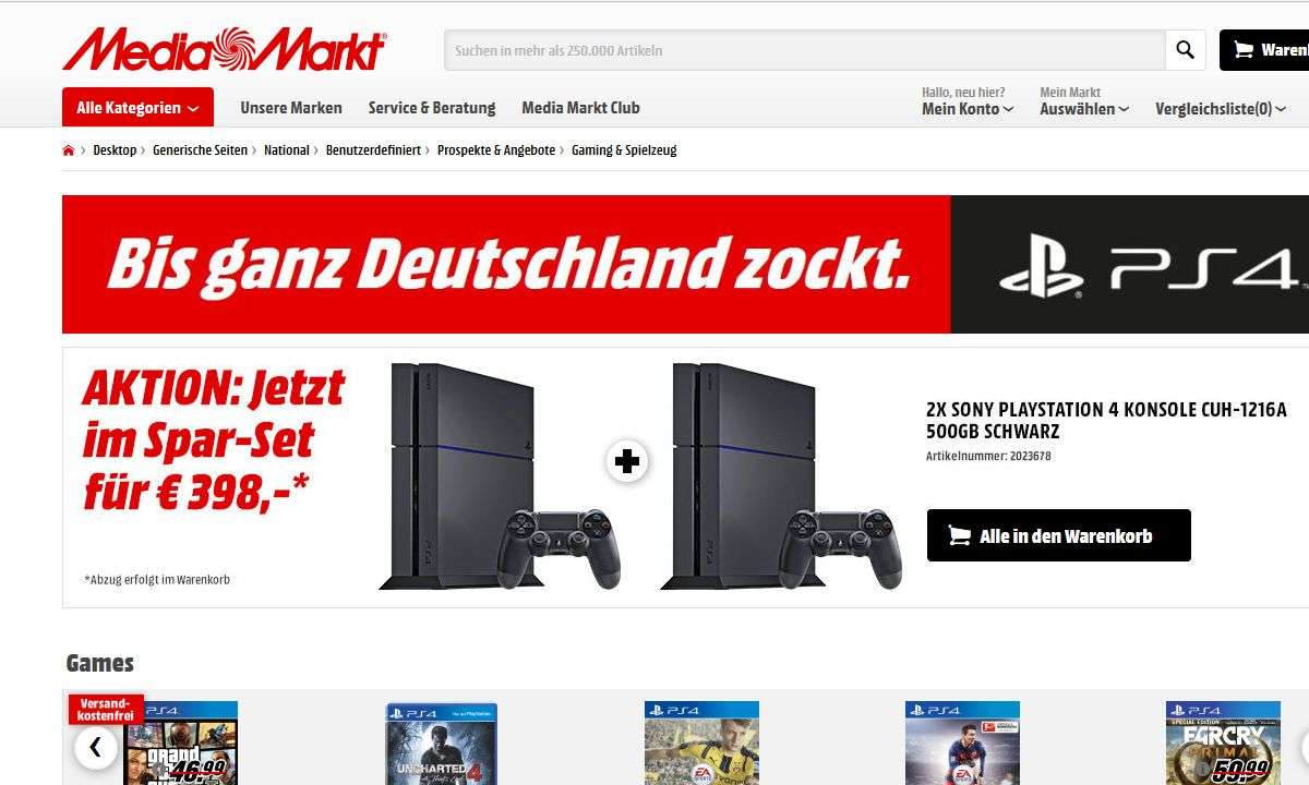 PS4-Angebot im Media Markt