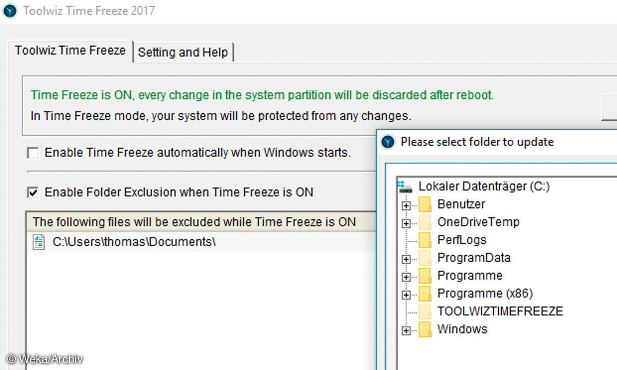 Screenshot: Toolwiz Time Freez 2017