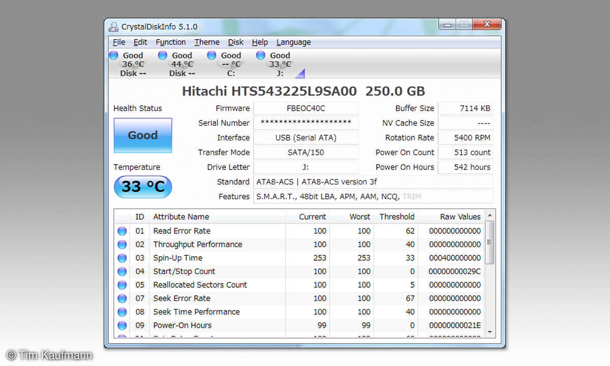 Screenshot: CrystalDiskInfo