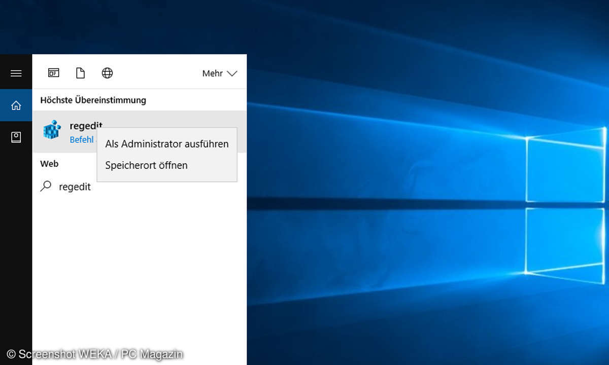 Registrierungs-Editor als Administrator