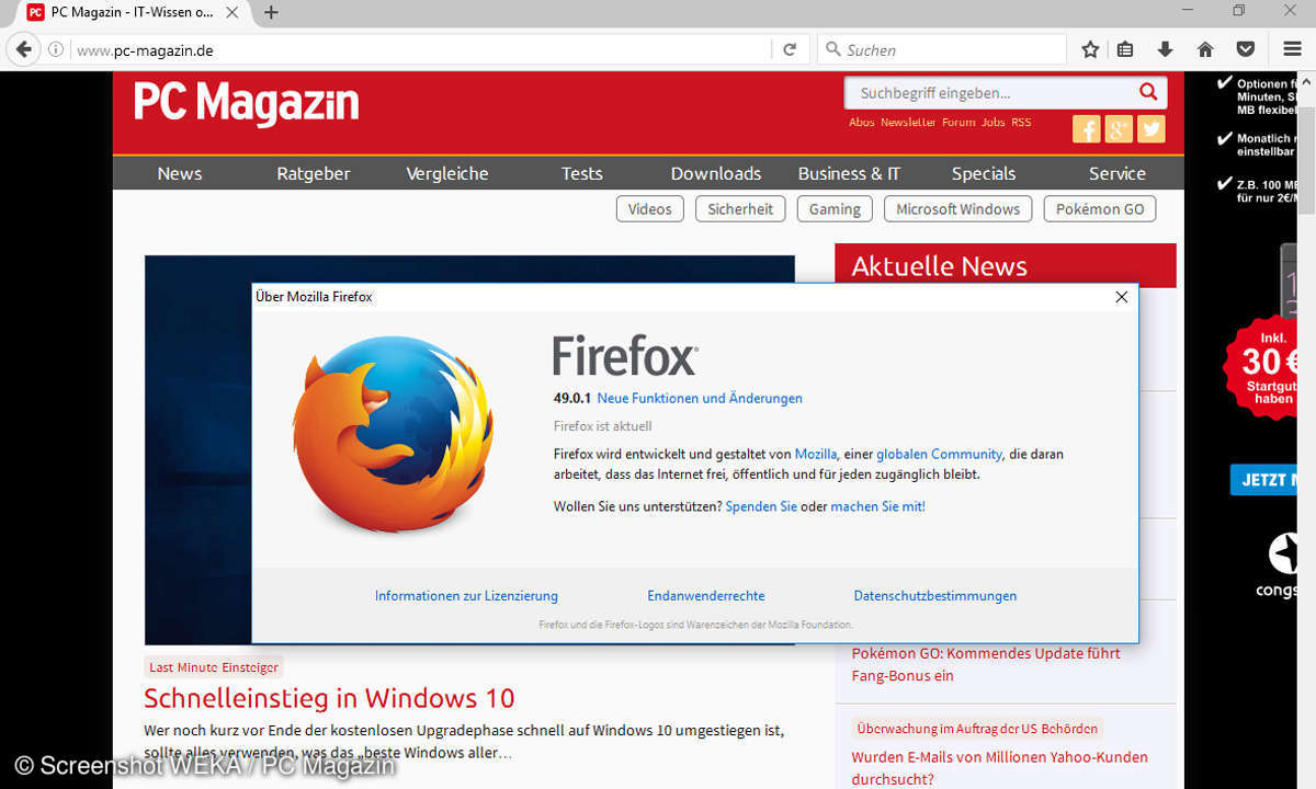 Browser aktuell halten