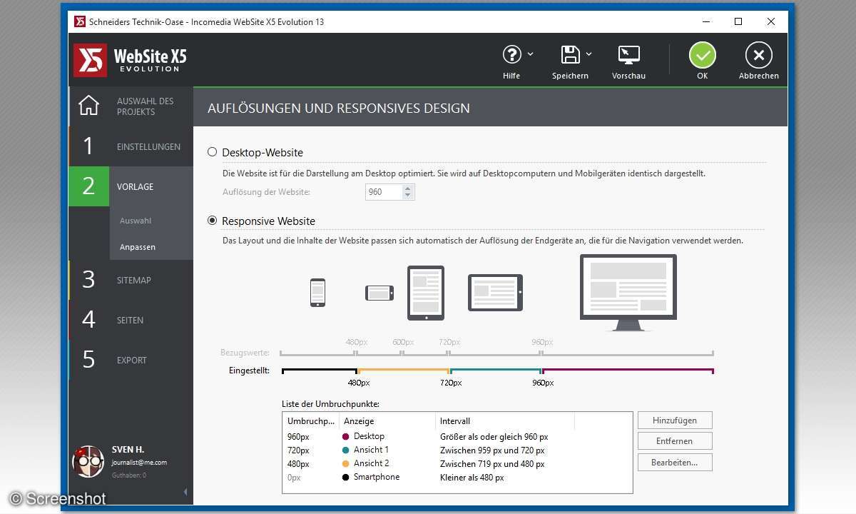 Website X5 13 im Test