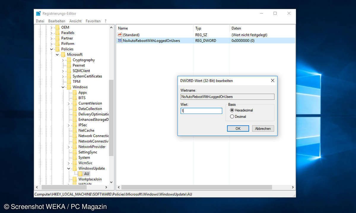 Registrierung Editor