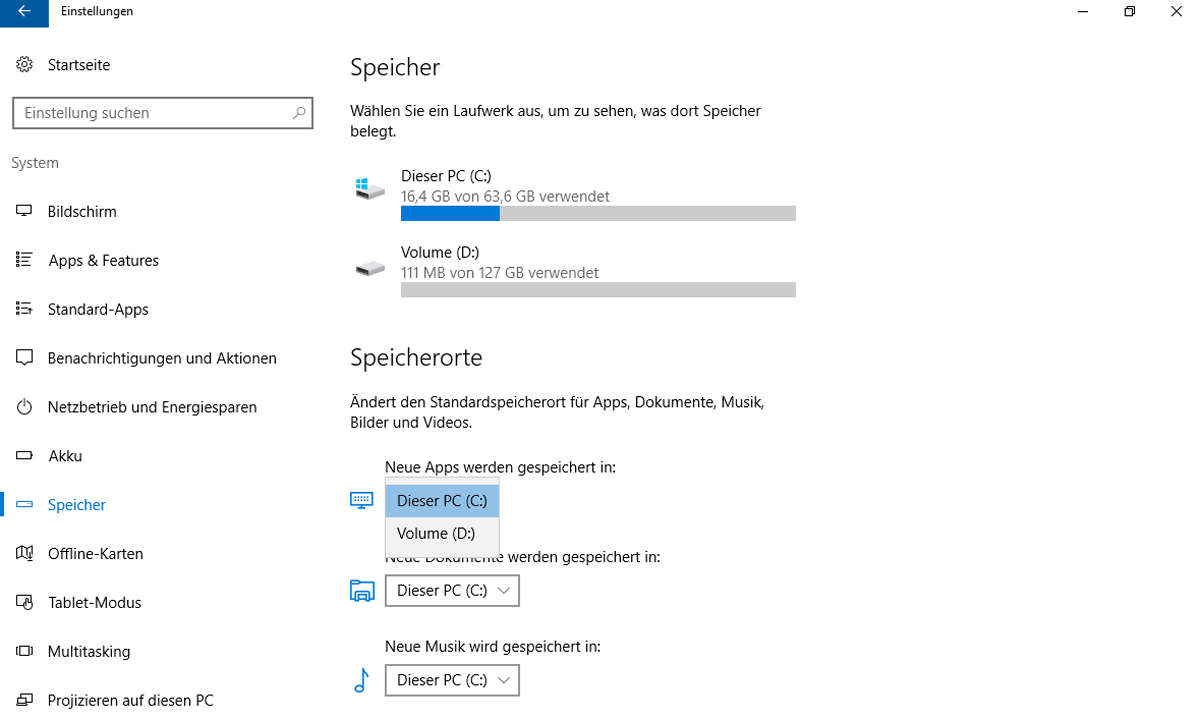 Windows 10 Speicherorte