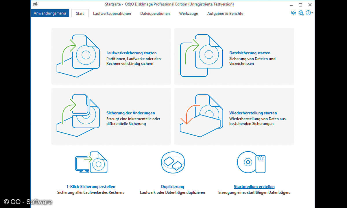 Disklmage 11 Professional Menüaufbau
