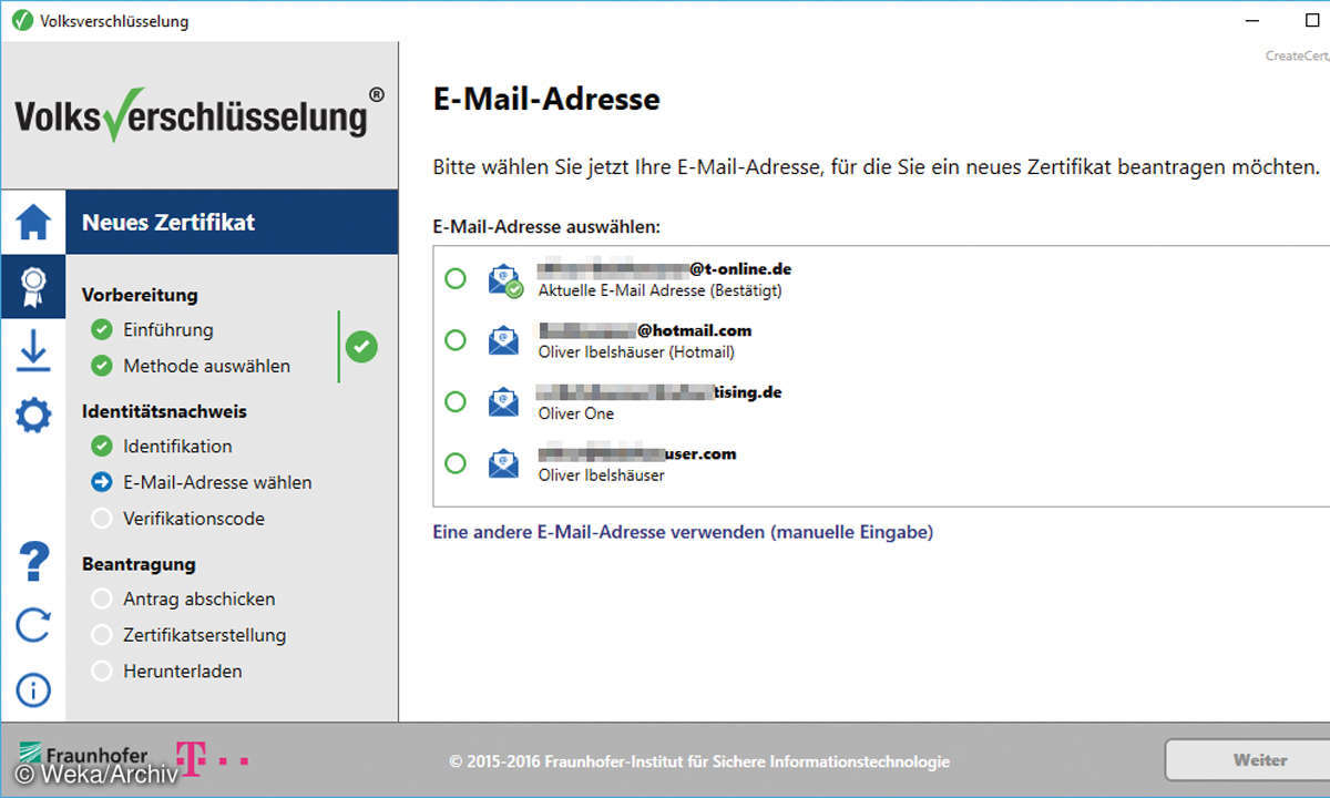 Screenshot: E-Mail-Adresse
