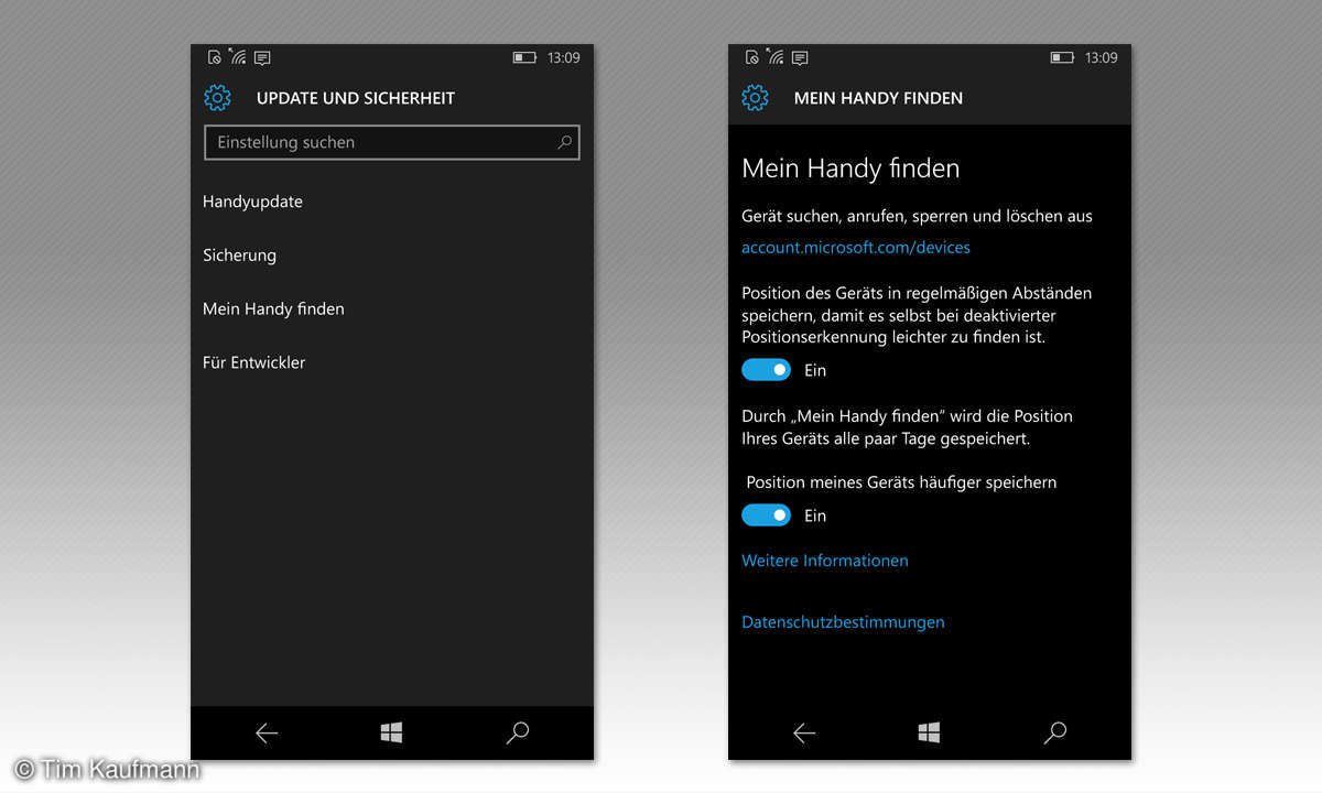 Screenshot: Mein Handy finden