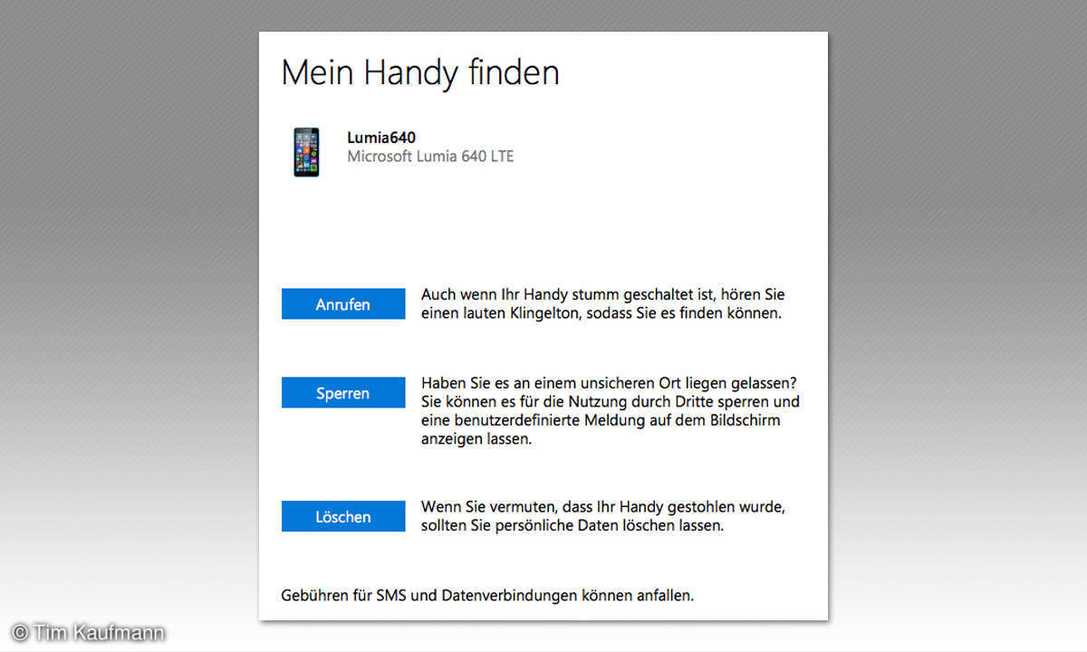 Screenshot: Mein Handy finden