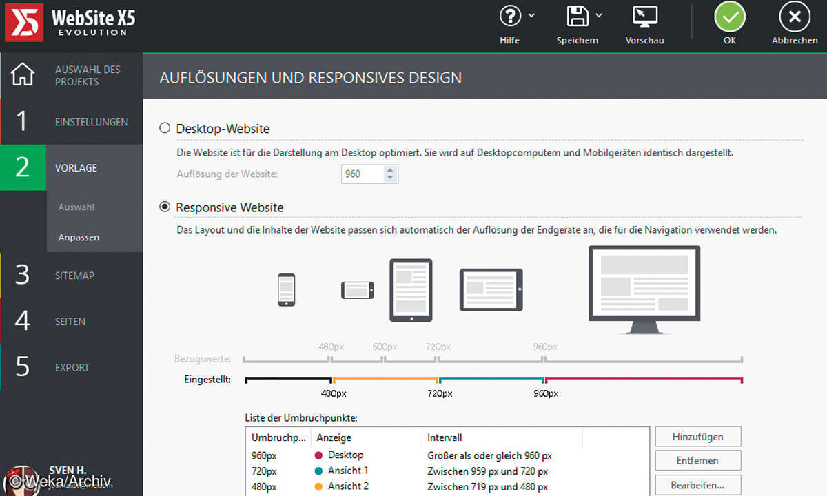Screenshot: WebSite X5