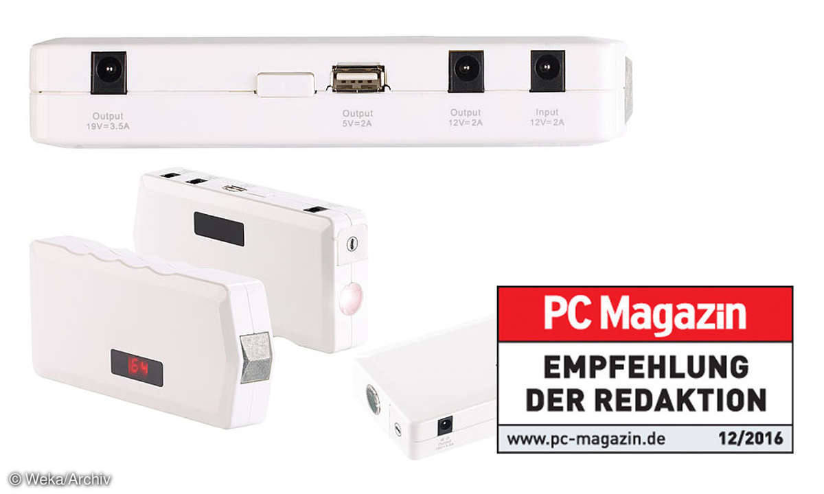 revolt Notebook-Powerbank m. Kfz-Starthilfe und Notfall-Hammer