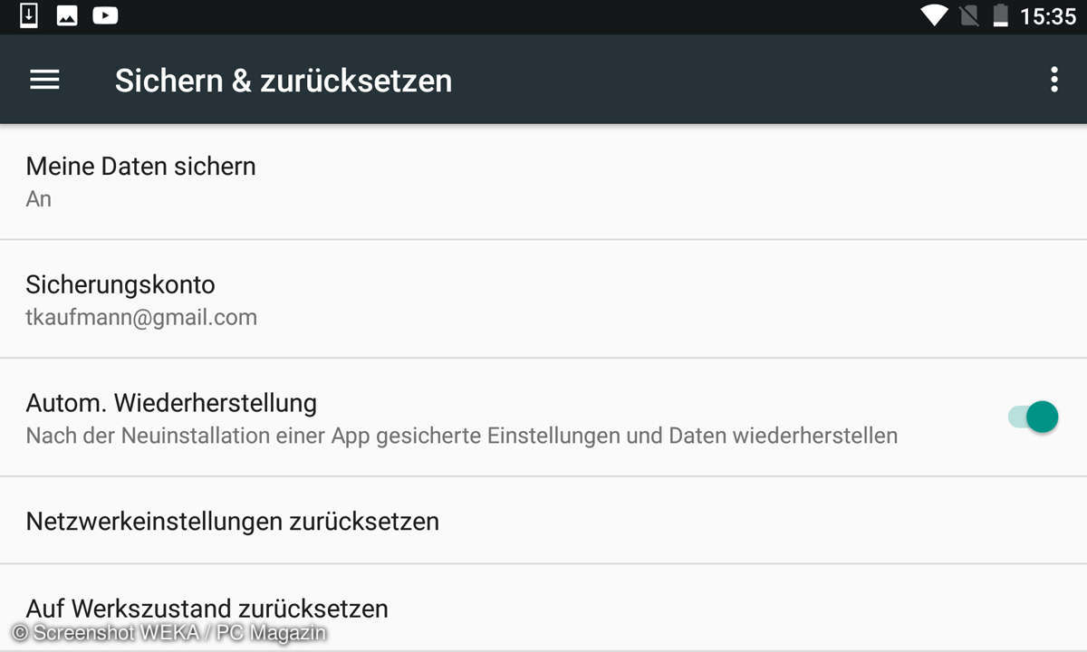 Daten sichern und zurücksetzen