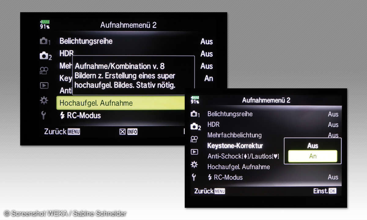 Olympus Aufnahmemenü