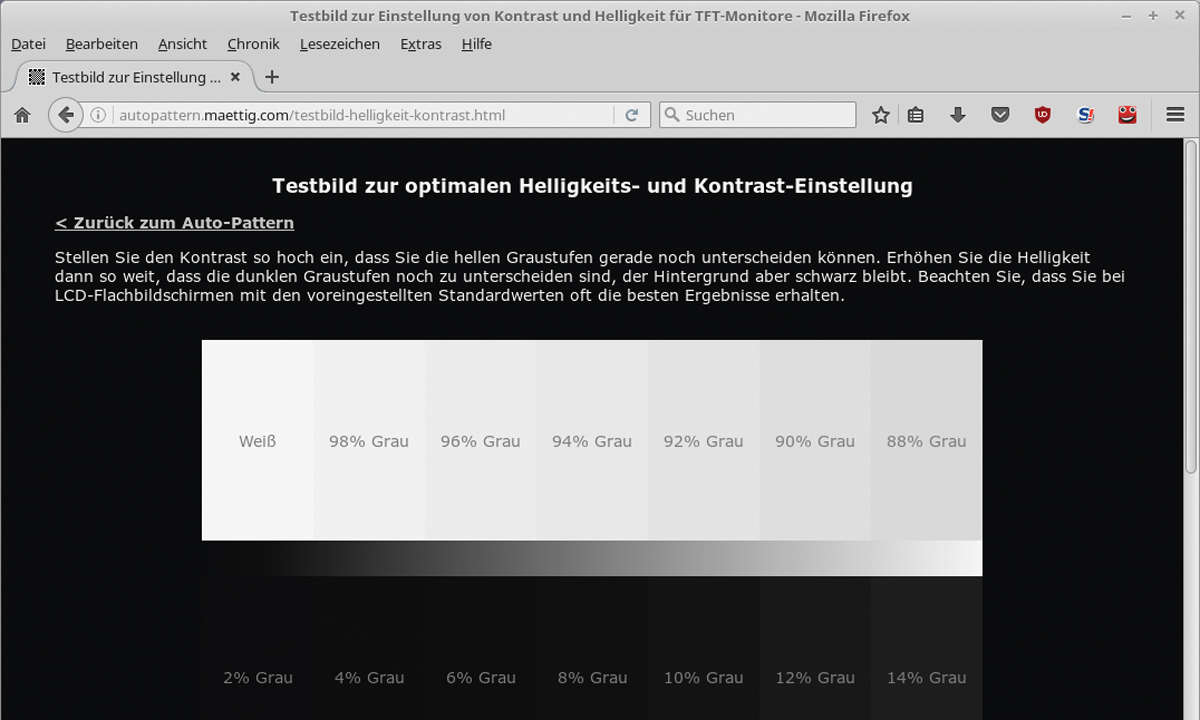 Testbild zur Helligkeit und zum Kontrast
