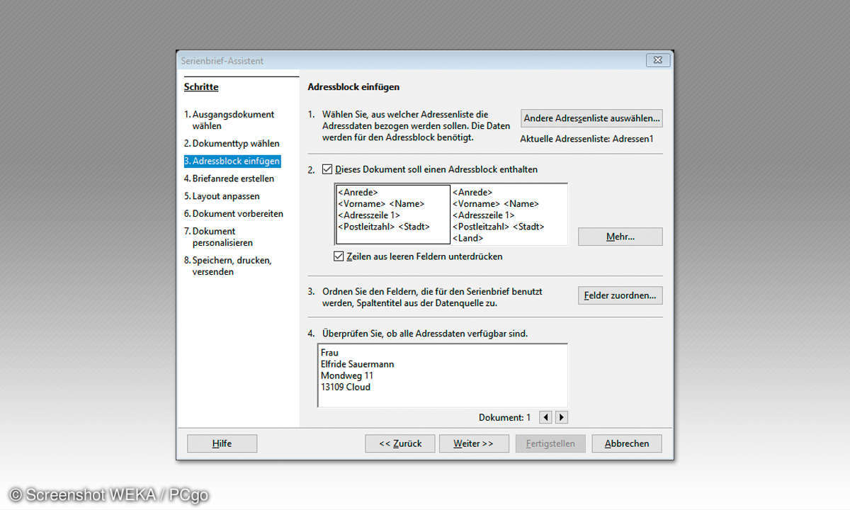 Adressblock einfügen
