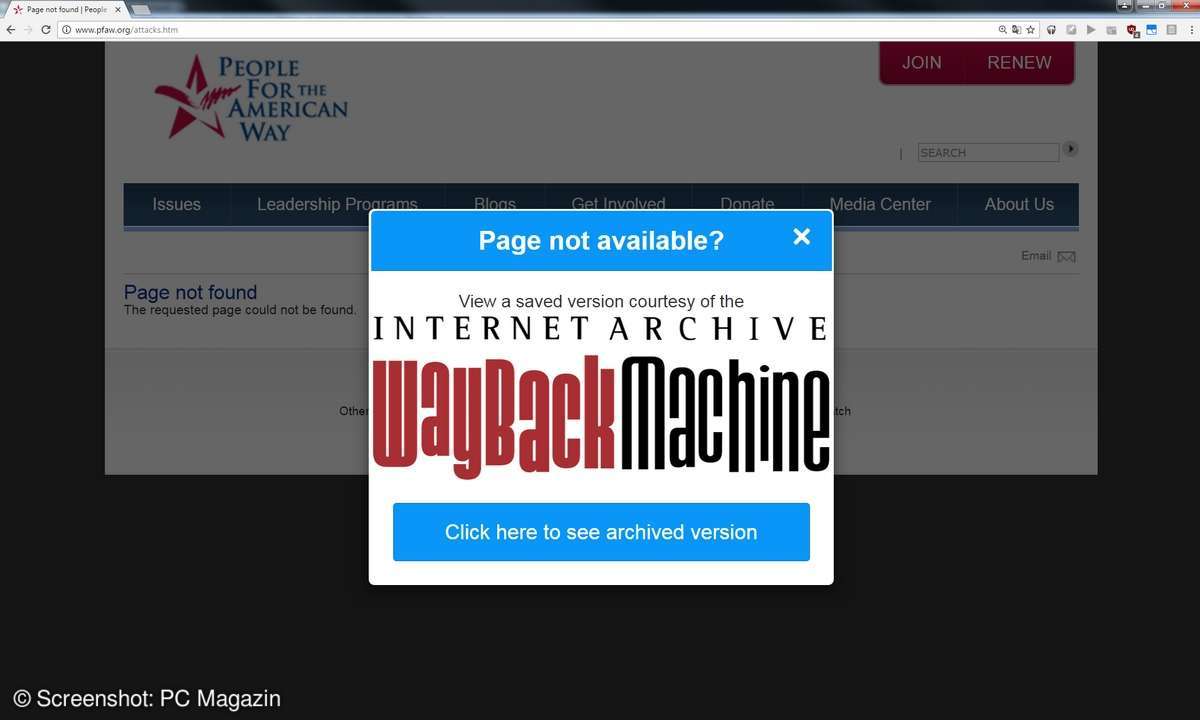Chrome Erweiterung Wayback Machine