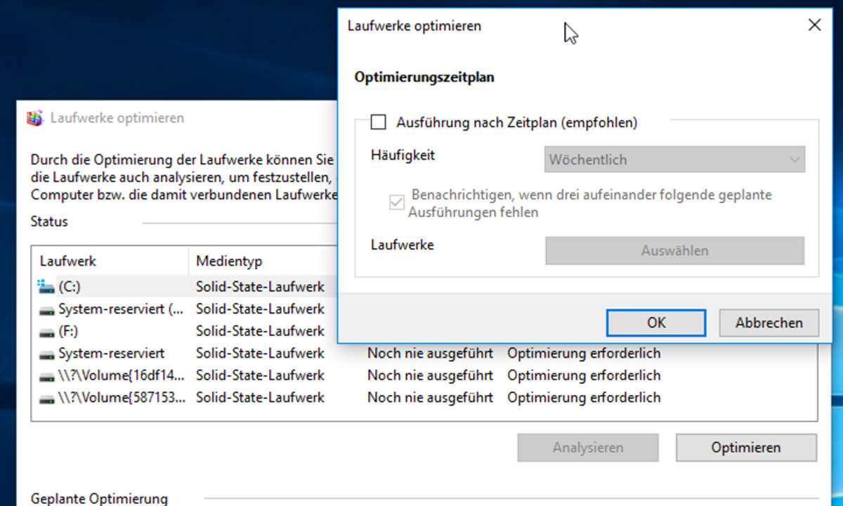 Windows Laufwerke optimieren