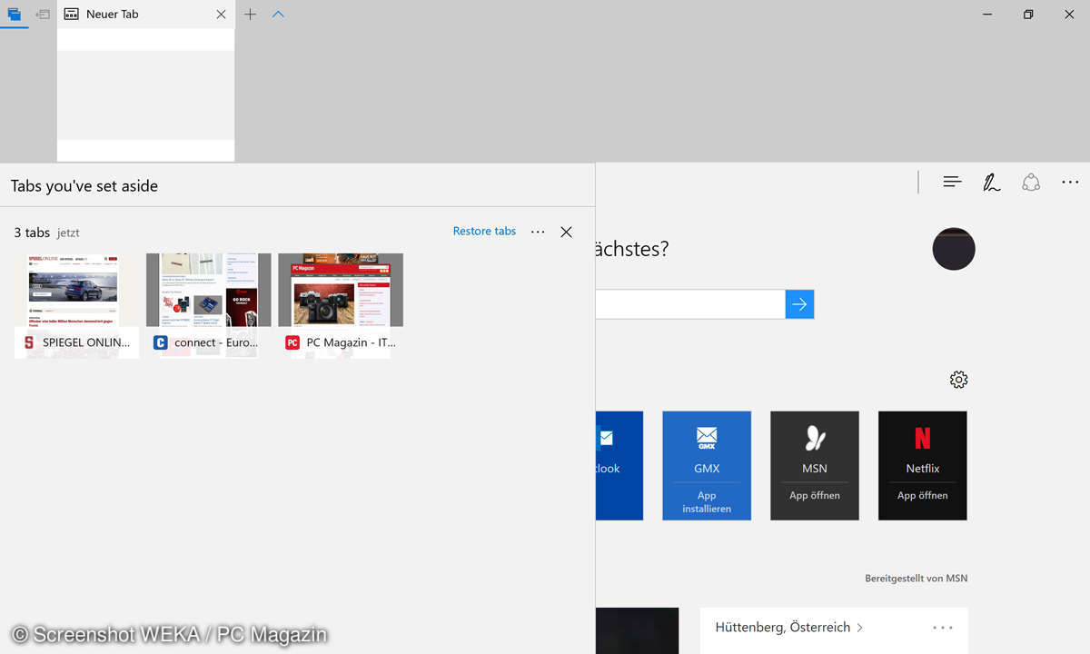 Edge mit Tabübersicht