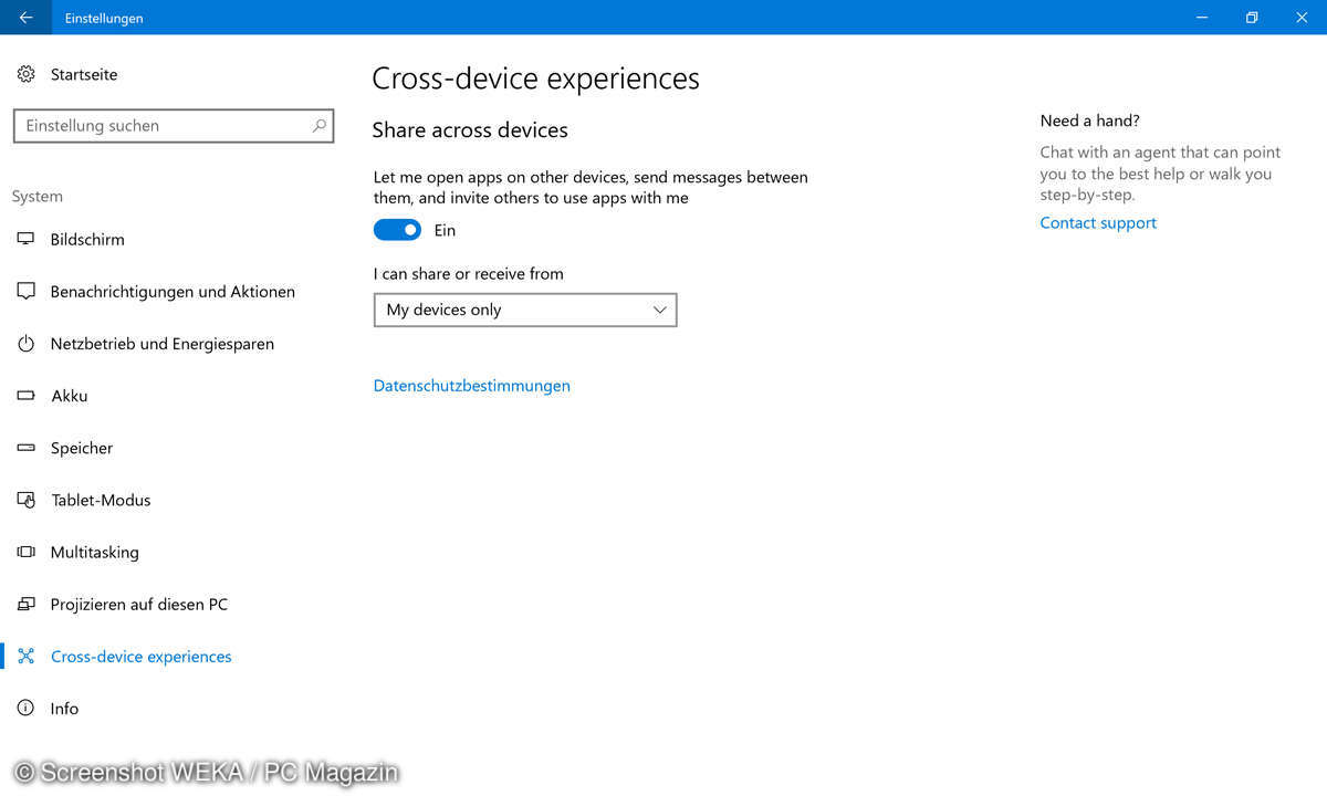 Cortana für geräteübergreifendes Arbeiten