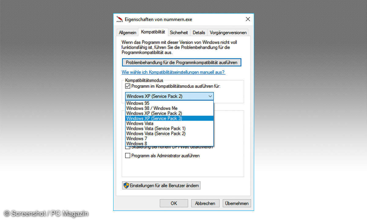 Windows-Kompatibilitätsmodus