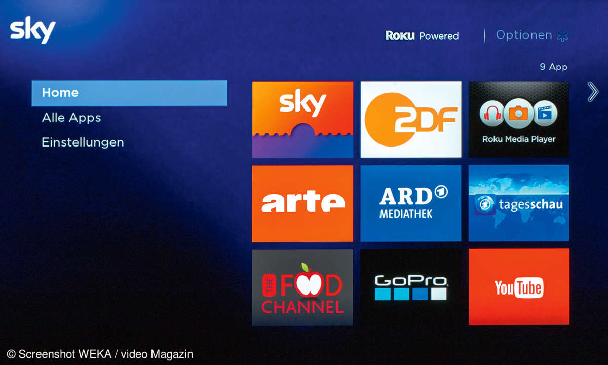 Sky TV-Box Homescreen