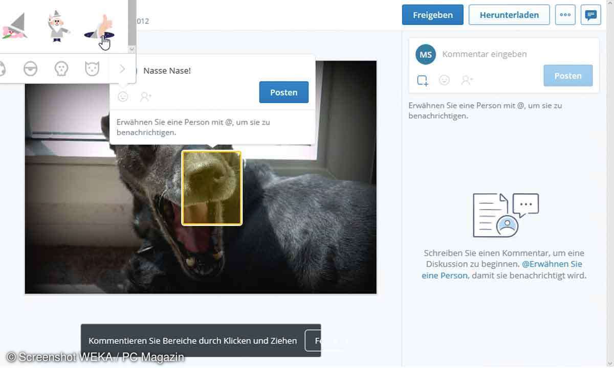 Dropbox Bild kommentieren