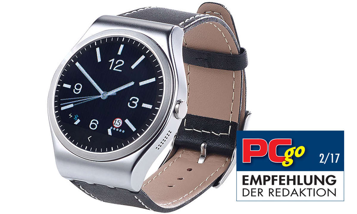 simvalley MOBILE Bluetooth-4.0-Smartwatch mit Metallgehäuse, Herzfrequenz, Nachrichten