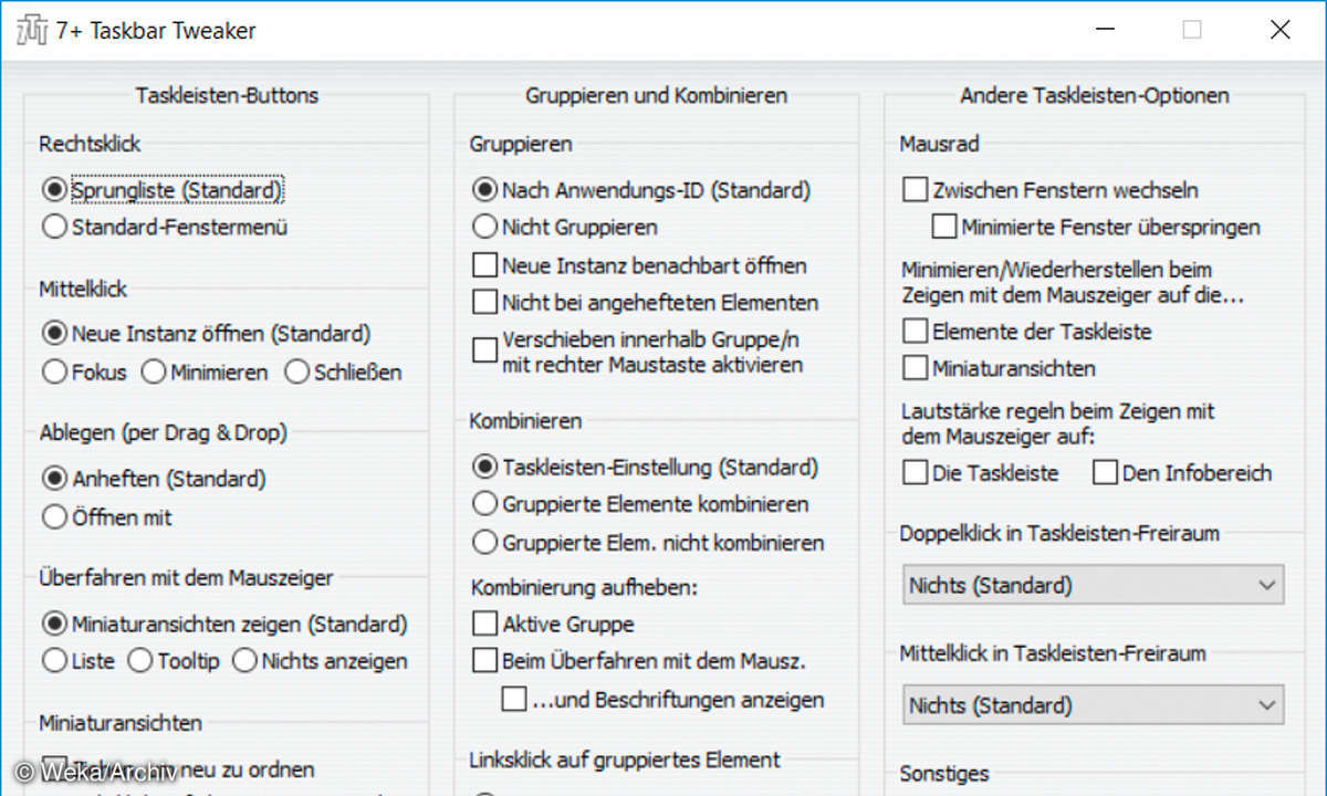 Screenshot: 7+Taskbar Tweaker