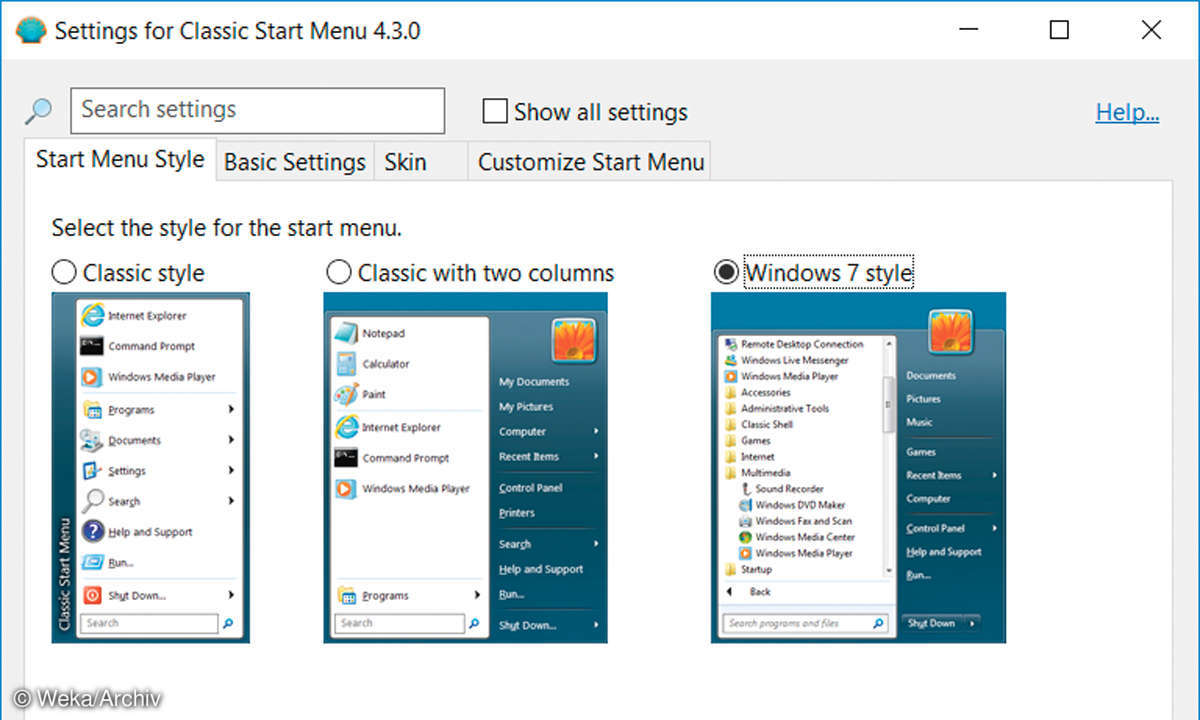 Screenshot: Classicshell