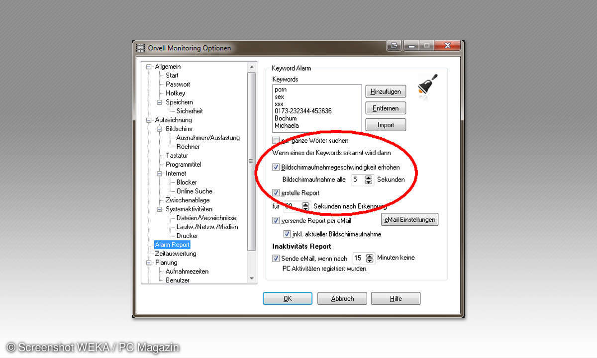 Orvell Monitoring Optionen